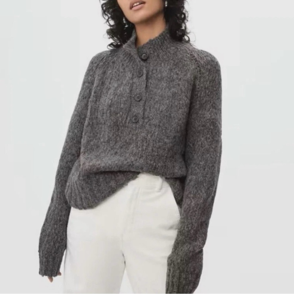 Everlane Lofty Knit Henley Sweater Wool/Alpaca Blend